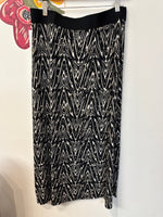 Alfani Black Print Skirt, L Petite