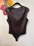 New Express Faux Leather Bodysuit, L