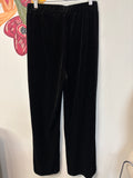 New Suzanne Betro Weekend Black Crushed Velvet Pants, XL