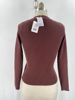 New Lascana Brown Ribbed Fitted Sweater, 10