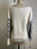 Cream & Animal Print Sweater, M