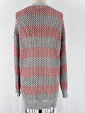 Pol Pink/Gray Open Stitch Cardigan, S