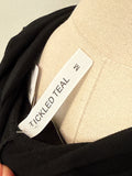 Tickled Teal Black Hooded Top, M