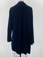 Amaryllis Blue Velvet Open Front Jacket, L