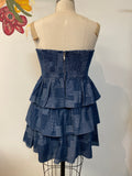 New Day + Moon Blue Strapless Dress, M