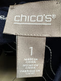 New Chico's Blue Easy Dot Sweater, M