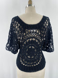Arden B Black Open Stitch Sweater, S