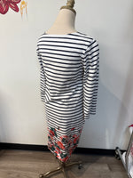 Joules White/Navy Stripe Dress, 10