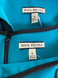 Maya Brooke 2pc Black/Teal Dress + Jacket, 12