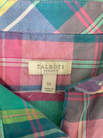 Talbots Plaid Button Front Top, 1X