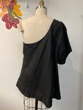 Banana Republic Black 100% Linen Draped One Shoulder Top, XL