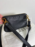 Hobo Black Leather Crossbody Bag, 8"x5"