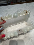 Acrylic White Clutch/Crossbody Bag, 9.1"x5.5"