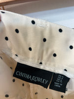 Cynthia Rowley Ivory with Black Polka Dot 23.5" Inseam Cropped Pants, 4