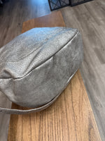 New Frye Silver Metallic Leather Melissa Hobo Bag, 12.5"W x 12.5"H x 5"D