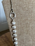 Silver & Faux Pearl Necklace, 36"