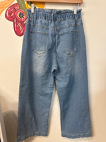 Wide Leg Drawstring Jeans, M