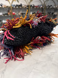 Anthropologie Beaded Leather Confetti Fringe Clutch, 6"x8"
