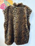 Animal Print Vest Faux Fur Jacket, 2X
