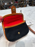 New Dooney & Bourke Black Leather Trimmed Canvas Wristlet, 6"x4.25"