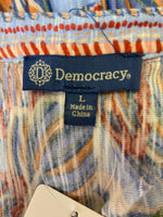 Democracy Blue Print Top, L