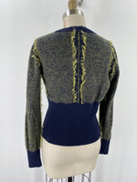 L.A.M.B. Navy/Green Cashmere Blend Cardigan, S