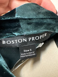 Boston Proper Green Crushed Velour Top, S