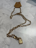 Canvas Gold Paperclip Padlock Necklace, 34"