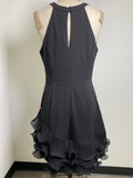 New Betsy & Adam Black Ruffled-Hem Halter Dress, 10