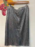 New Love + Luxe  Silver Sequin Skirt, L