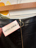 New Alexia Admor Black Faux Leather Zip Front Skirt, 6