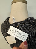 New NY Collection Black Print Button Front Top, 1X