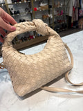 Cream Woven Crossbody Bag, 11"x6"