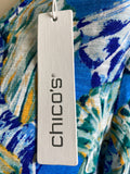 New Chico's Shell Print Poolside Blue Top, M