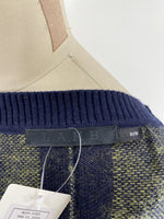 L.A.M.B. Navy/Green Cashmere Blend Cardigan, S