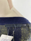 L.A.M.B. Navy/Green Cashmere Blend Cardigan, S