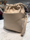 Doncaster Genuine Leather Drawstring Crossbody Bag, 12"x12"
