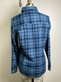 Woolrich Blue Plaid Wool Blend Snap Front Top, M