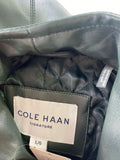 Cole Haan Dark Green Faux Leather Jacket, L