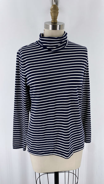 Talbots Blue Stripe Turtleneck Tee, M