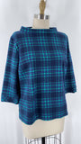 Talbots Green/Black Plaid Top, XL Petite
