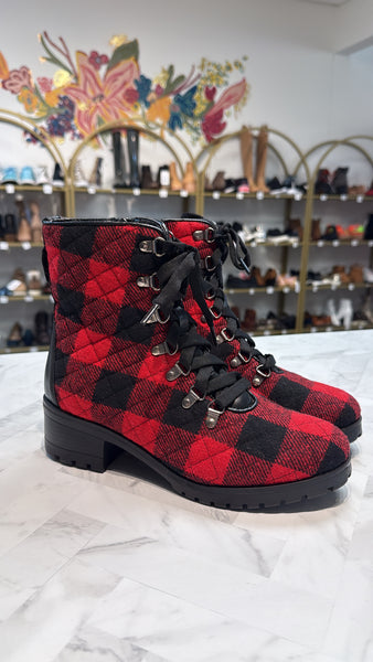 Anne Klein Red/Black Akleandra Boots, 7