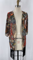 See You Monday Black Fringe Kimono, XS
