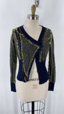 L.A.M.B. Navy/Green Cashmere Blend Cardigan, S