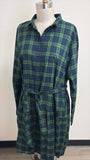 New Amazon Essentials Green/Blue Plaid Dress, XXL