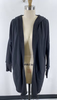 Mono B Black Pocket Hooded Open Front Cardigan, S/M