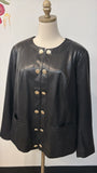 Susan Graver Black Faux Leather Jacket, 18W