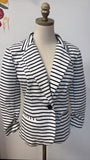 Christian Siriano 3/4 Sleeve White/Black Stripe Blazer Jacket, S