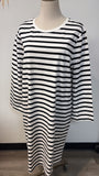 New Boden White/Black Stripe Dress, 16/18