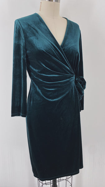 New Anne Klein Green Velvet Dress, S